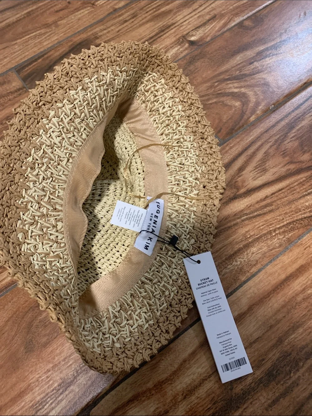Eugenia Kim Two-Tone Straw Bucket Hat in Natural and Brown - new with tags